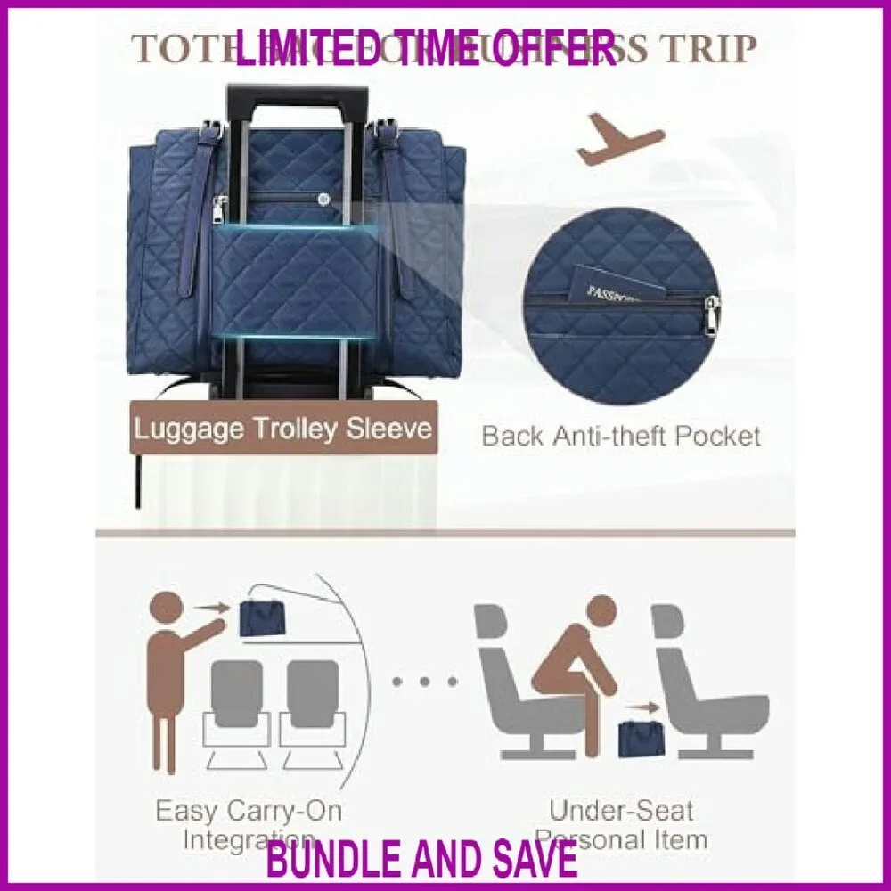 Quilted Puffer Laptop Tote Bag, 15.6+ Inch, Water-Resistant, Travel-Ready
